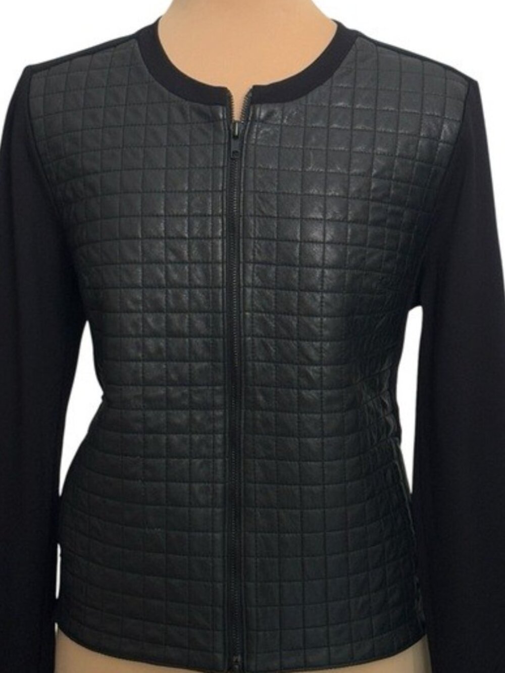 Bailey 44 Quilted Faux Leather Zip Jacket Minimalist Moto Black Size L